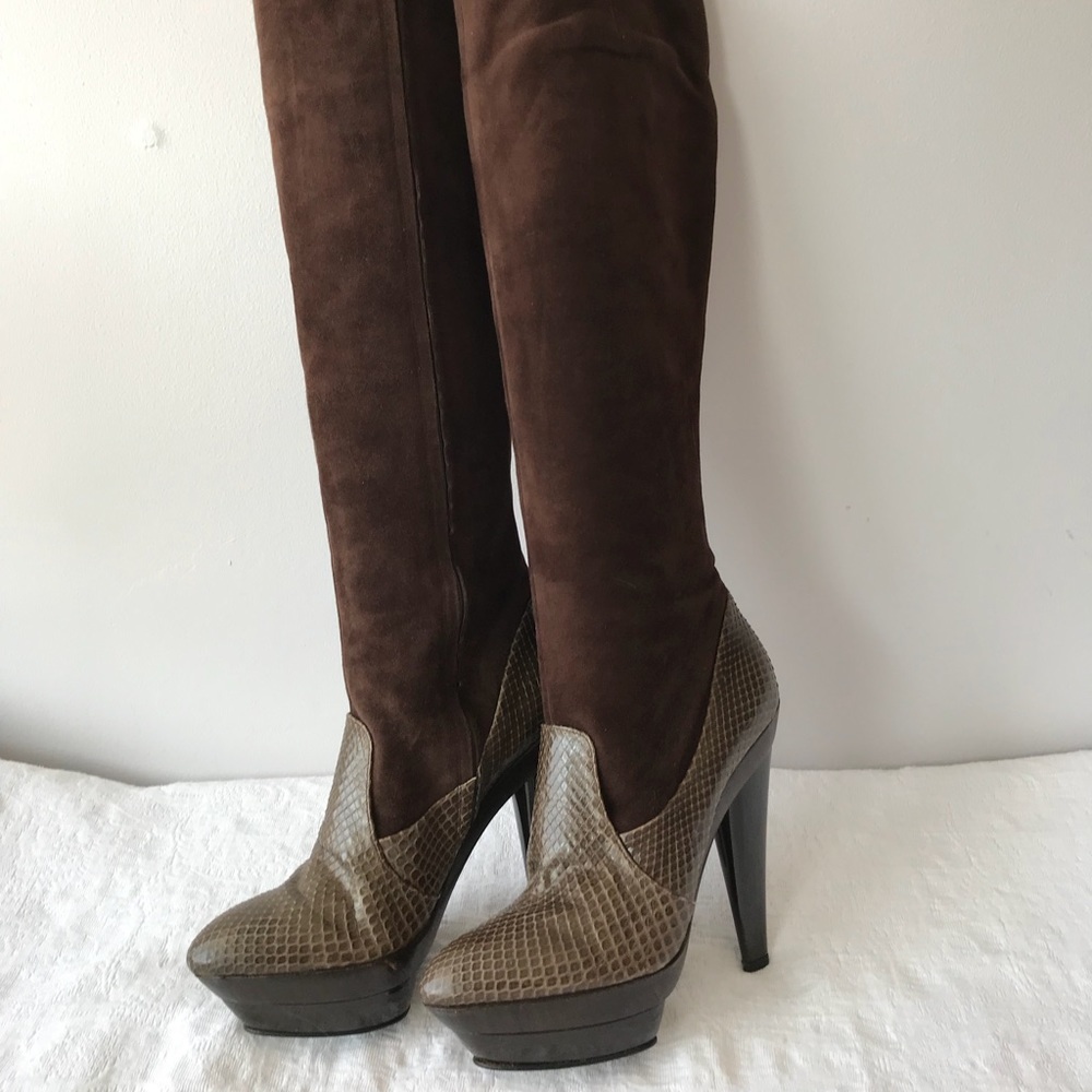 New**DEVI KROELL**Brown Suede Python Boots EU 37 - Picture 2 of 8